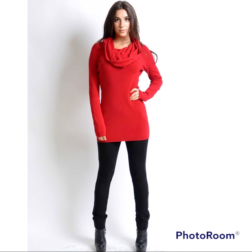 Jones New York Red Cowl Neck Lightweight Sweater.
